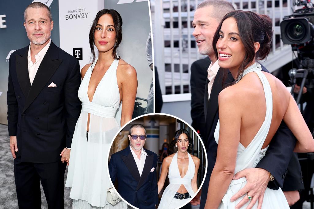Brad Pitt and Ines de Ramon Share Romantic Moments at NYC F1 Premiere
