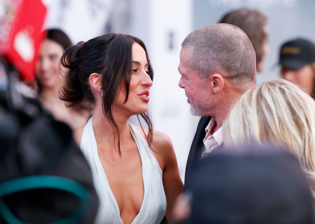 Brad Pitt and Ines de Ramon at F1 premiere