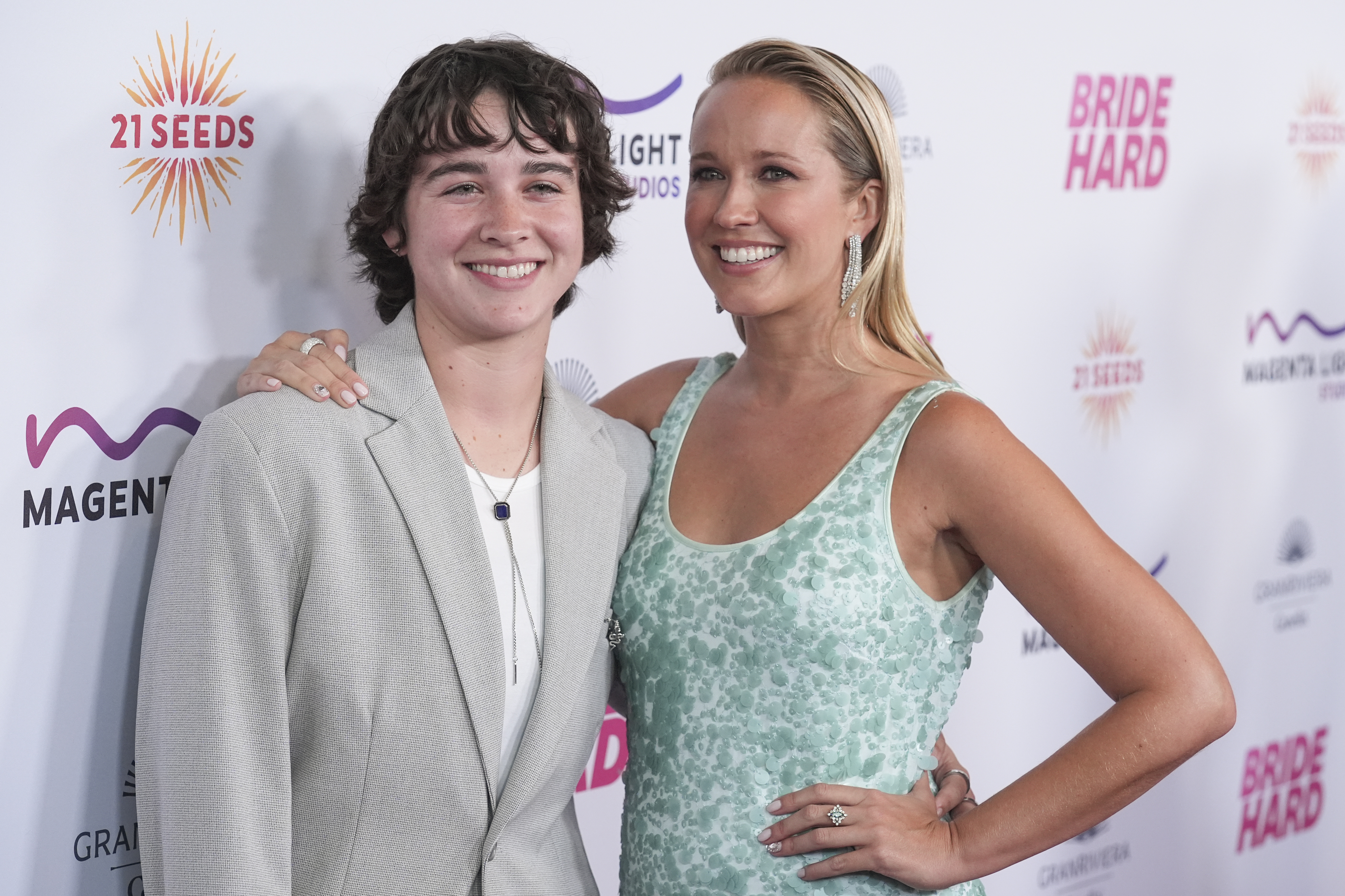 Anna Camp and Jade Whipkey at the "Bride Hard" premiere in 2025