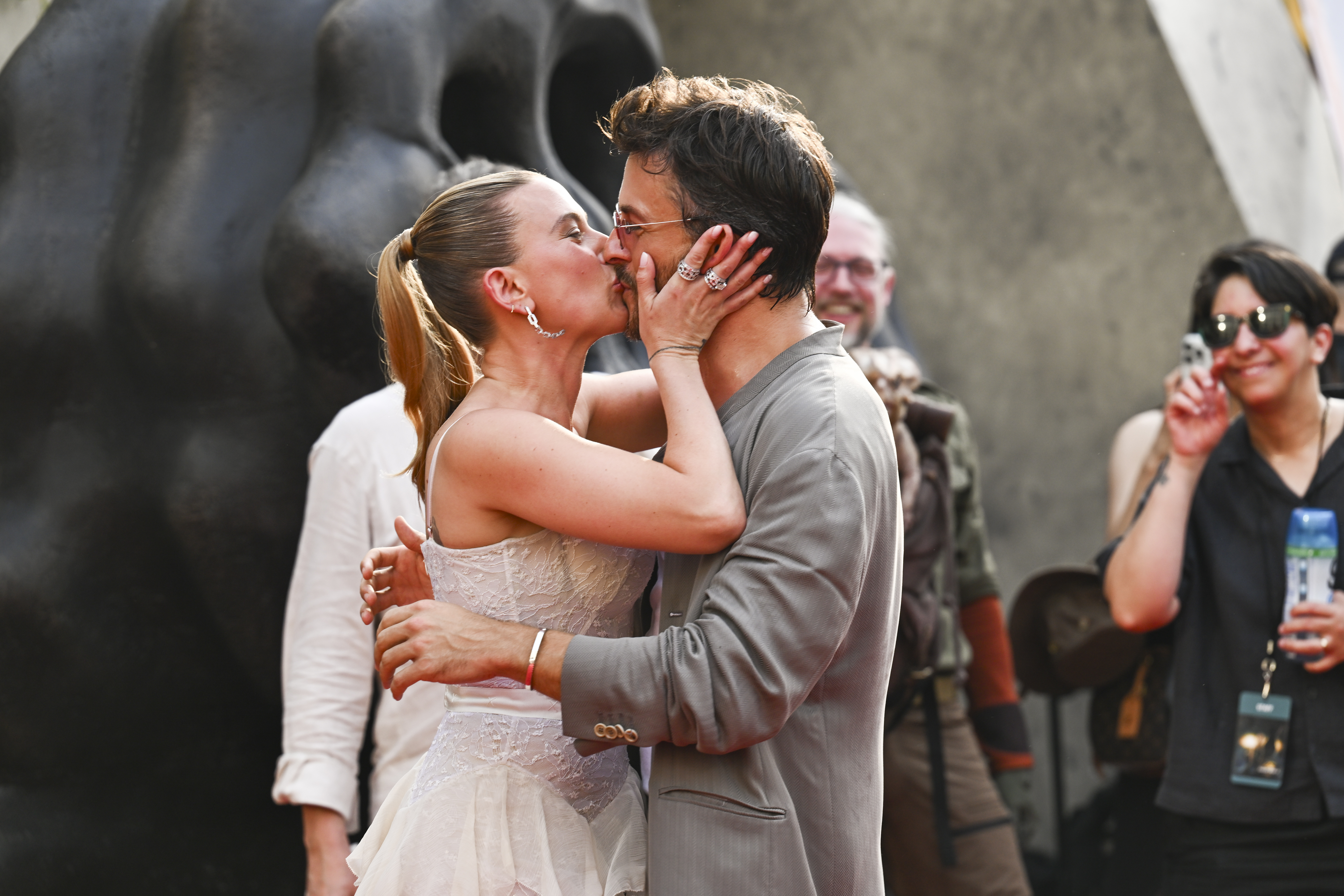 Scarlett Johansson and Jonathan Bailey at the premiere.