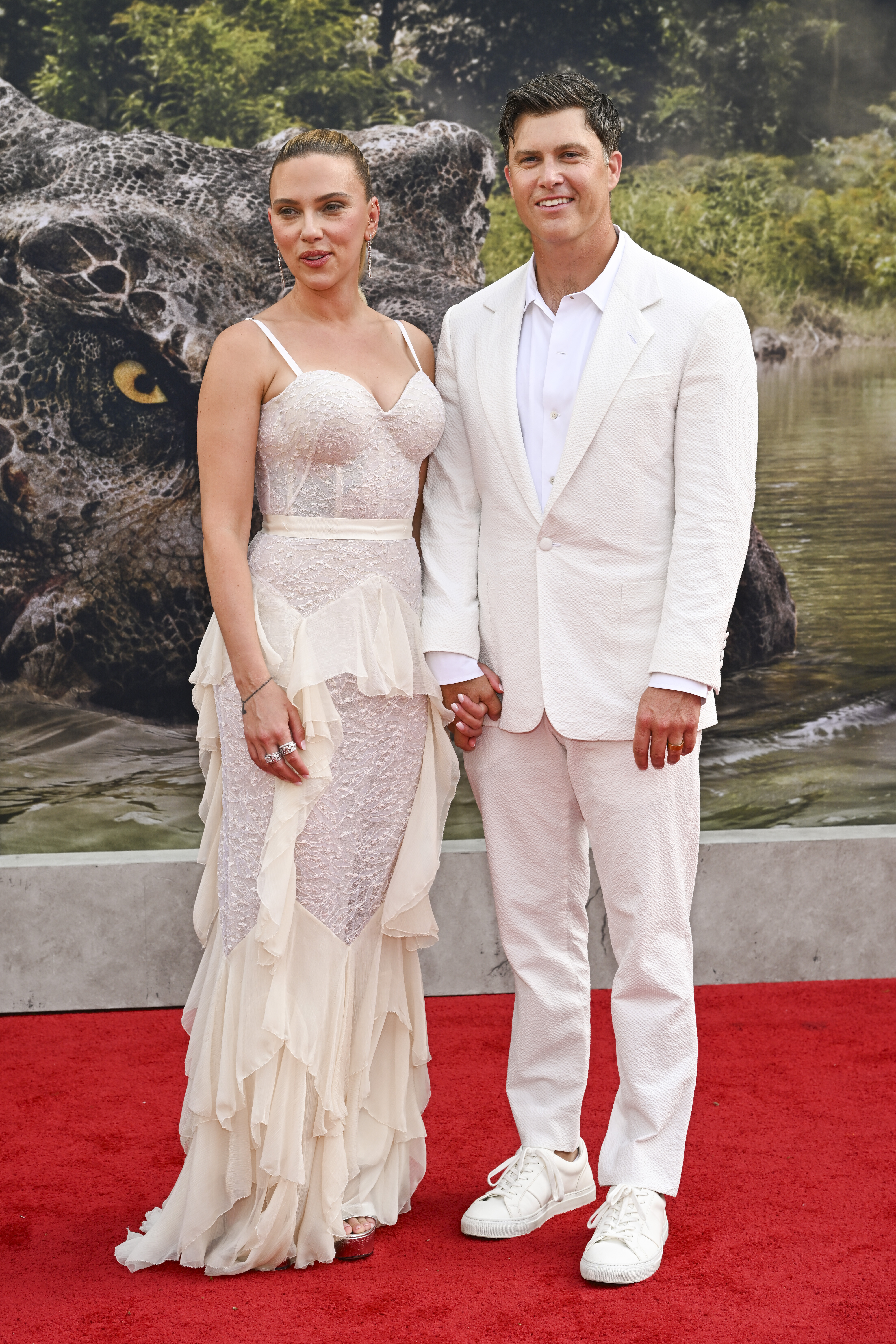 Scarlett Johansson and Colin Jost at the premiere.