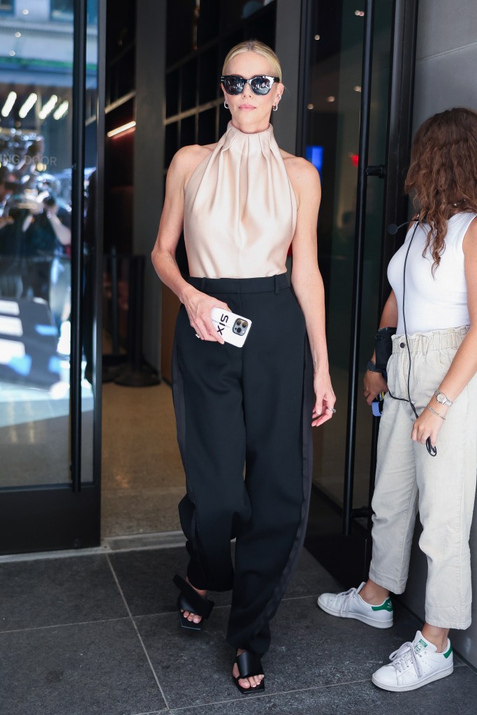 Charlize Theron on her way to a TV appearance.
