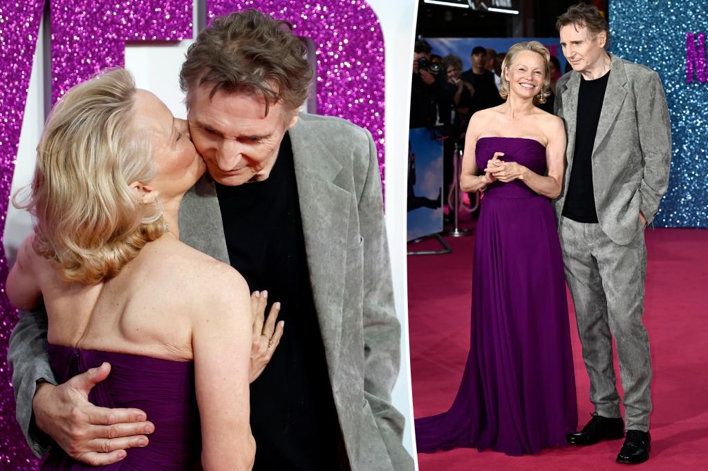 Pamela Anderson and Liam Neeson Share Sweet Moment on Red Carpet