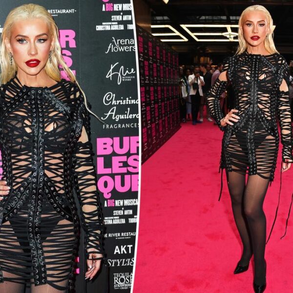 Christina Aguilera Stuns in Bold Dress at 'Burlesque: The Musical' Premiere