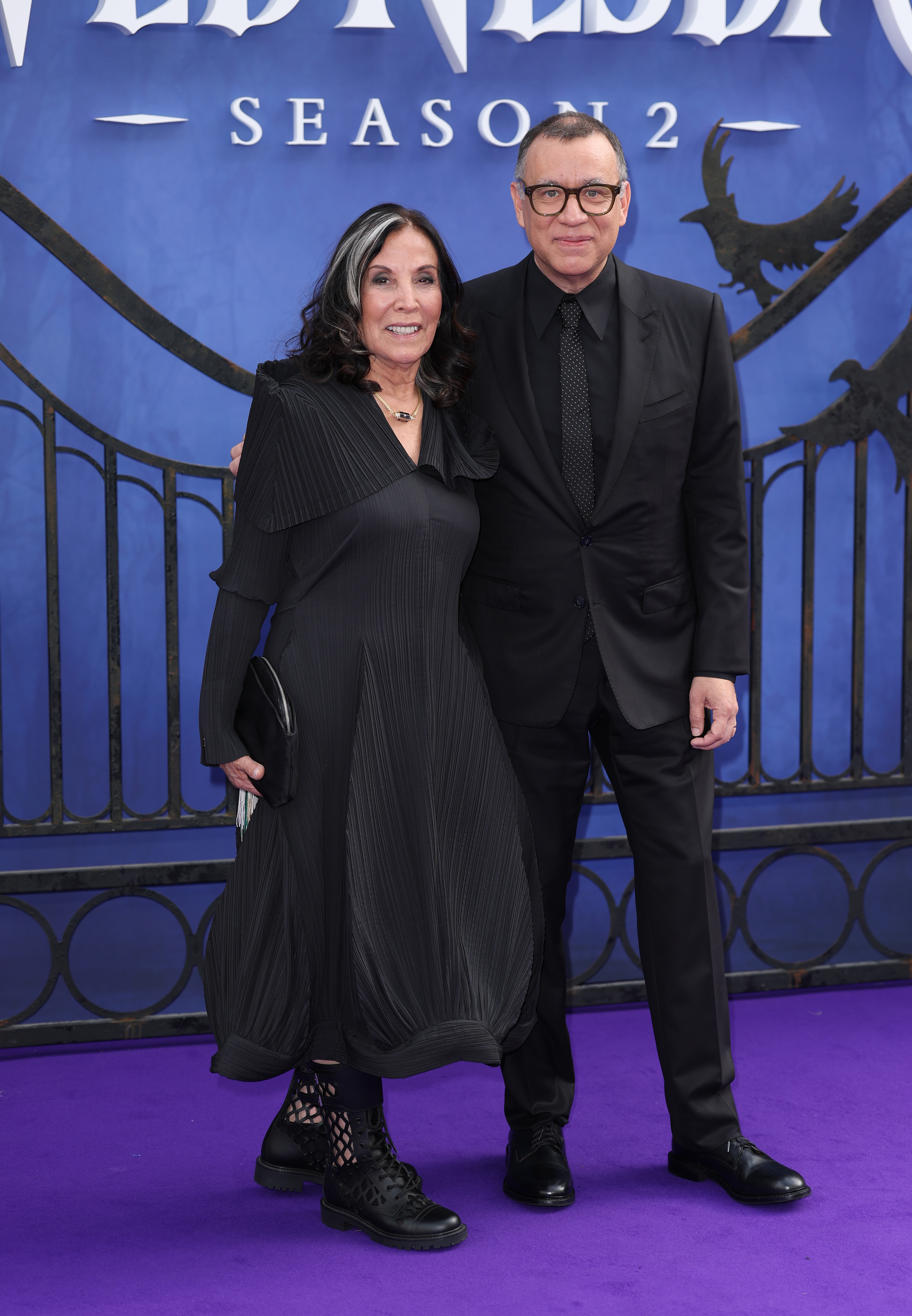 Olivia Harrison and Fred Armisen attend the premiere of Wednesday in London