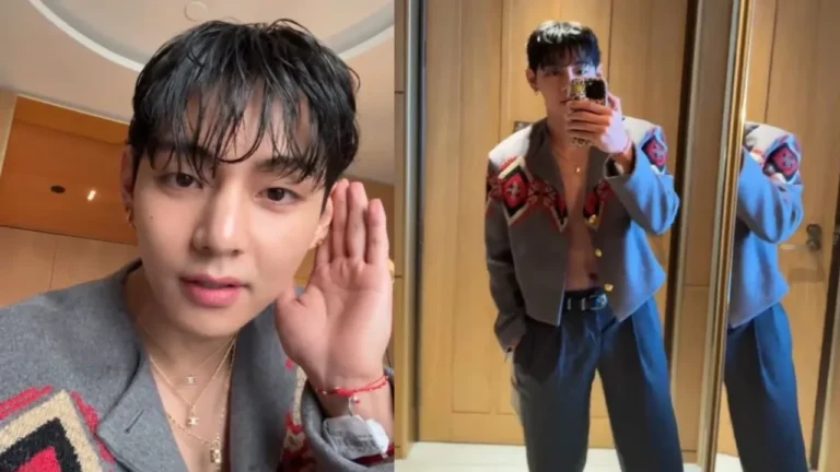 BTS' V Shows Off Abs While Warning Fans to Stay Quiet Near Paris Hotel