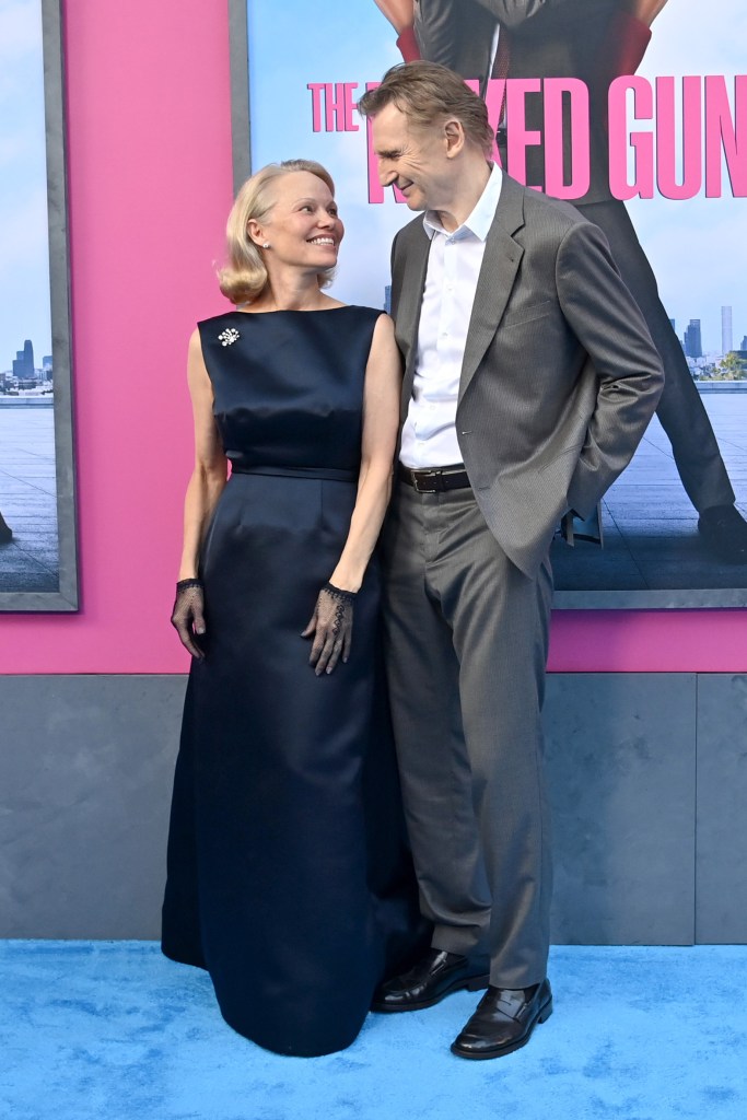 Pamela Anderson and Liam Neeson on the red carpet at a recent event