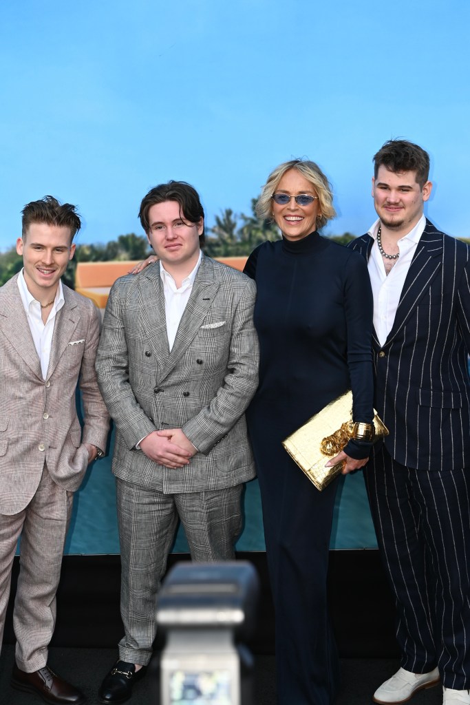 Sharon Stone and her sons on the red carpet
