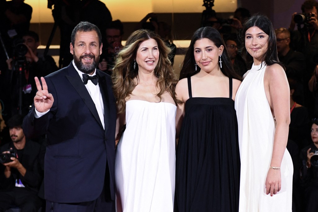 Adam Sandler with his daughters Sunny and Madeline at the Venice Film Festival.