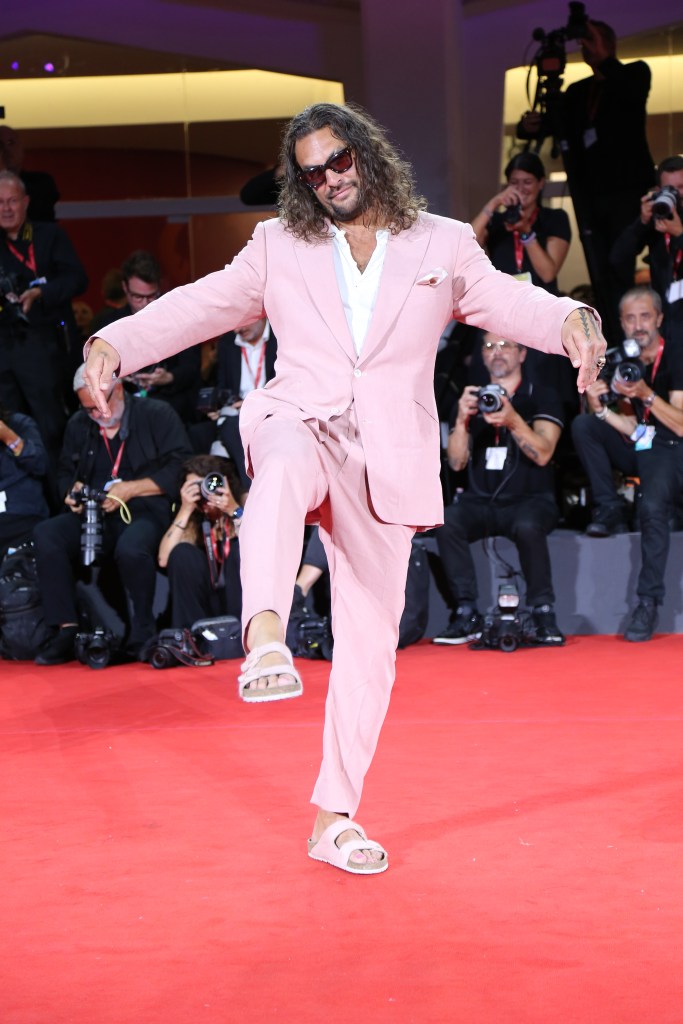 Jason Momoa at the "In the Hand of Dante" premiere at the Venice Film Festival.