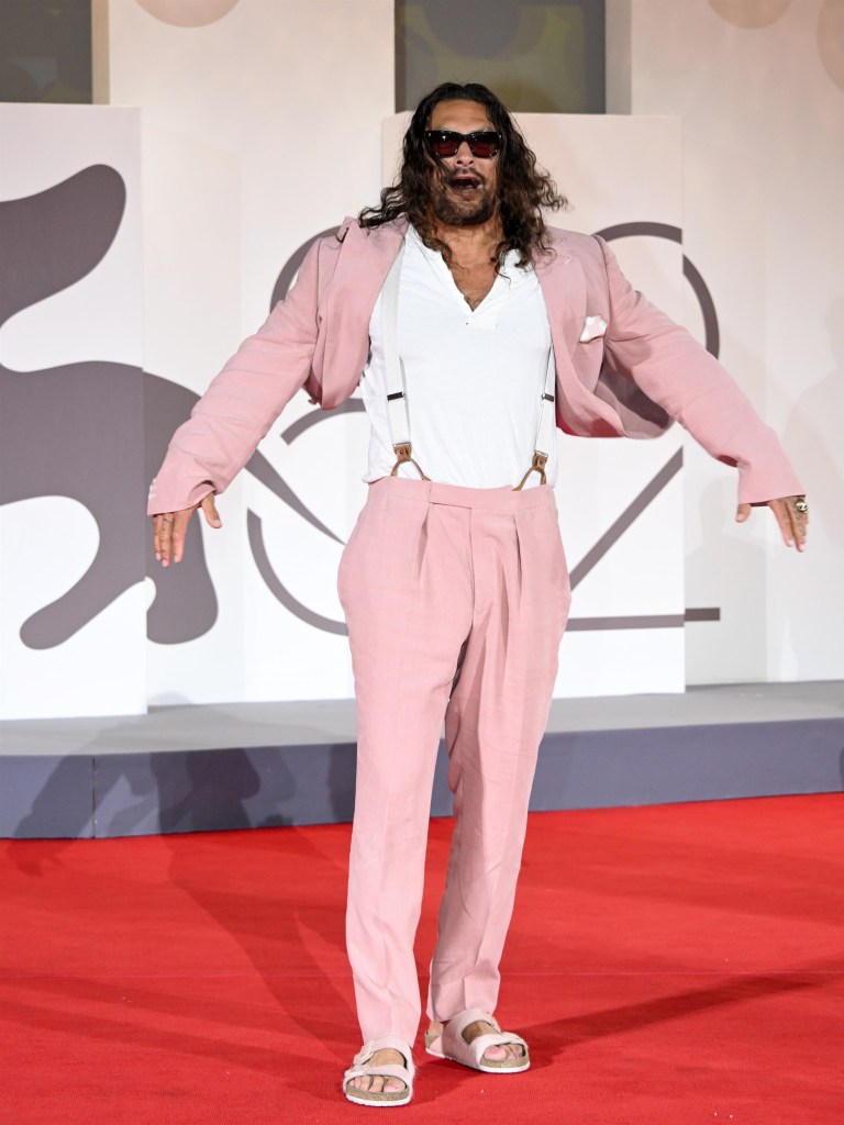 Jason Momoa at the "In the Hand of Dante" premiere at the Venice Film Festival.