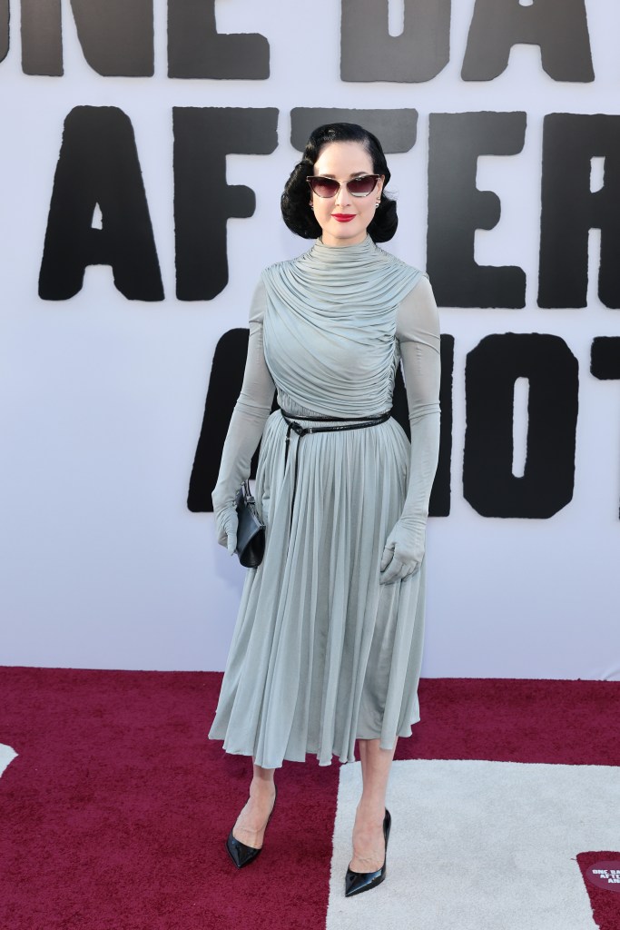 Dita Von Teese attends the 'One Battle After Another' premiere