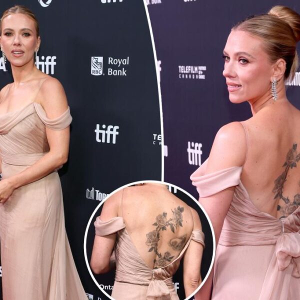 Scarlett Johansson Showcases Stunning Back Tattoos in Pink Valentino at TIFF 2025