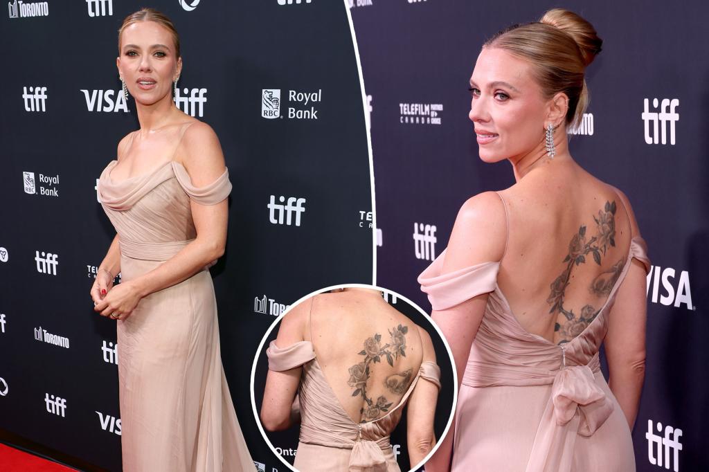 Scarlett Johansson Showcases Stunning Back Tattoos in Pink Valentino at TIFF 2025