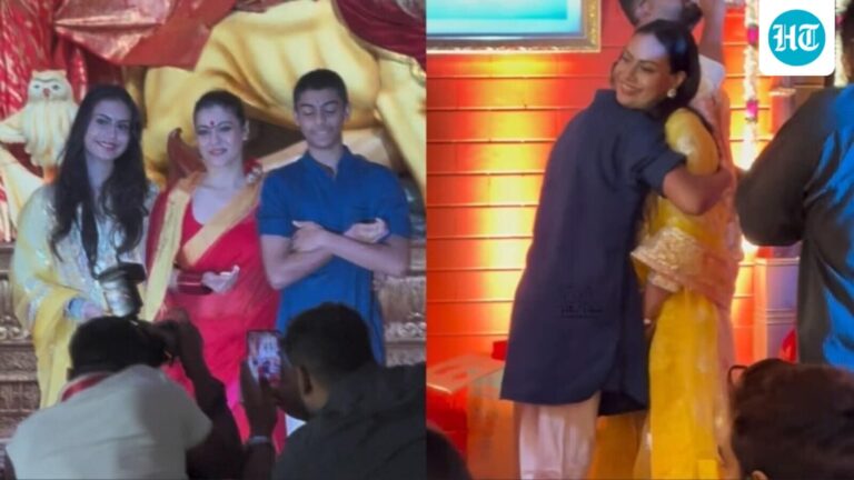 Yug's Sweet Moments with Kajol and Nysa at Durga Puja Celebration