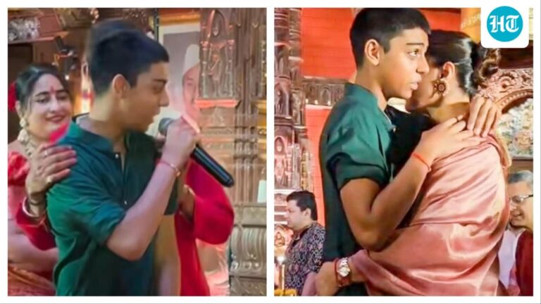 Yug Devgn Proudly Chants 'Durga Maa Ki Jai' While Kajol Cheers Him On