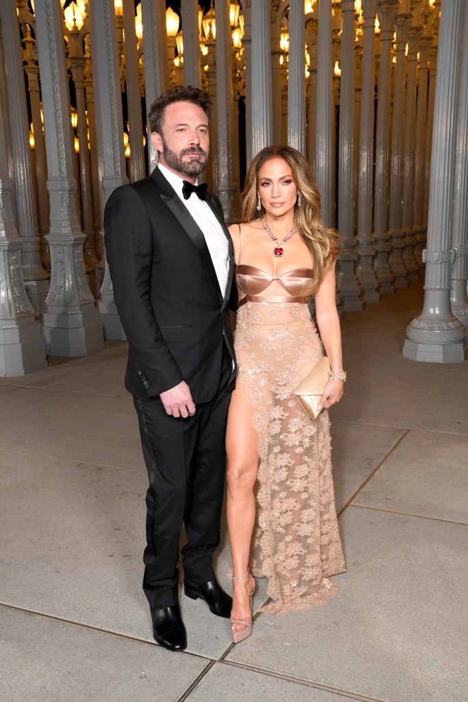 Ben Affleck wearing Gucci and Jennifer Lopez wearing Gucci at the 2023 LACMA Art+Film Gala.