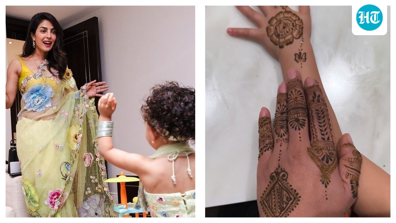 Priyanka Chopra and Malti Marie Shine with Matching Mehendi for Karva Chauth