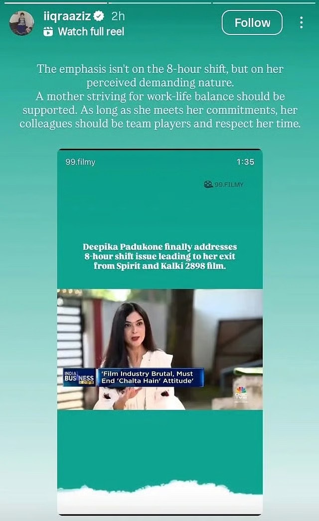 Iqra Aziz supports Deepika Padukone on Instagram.