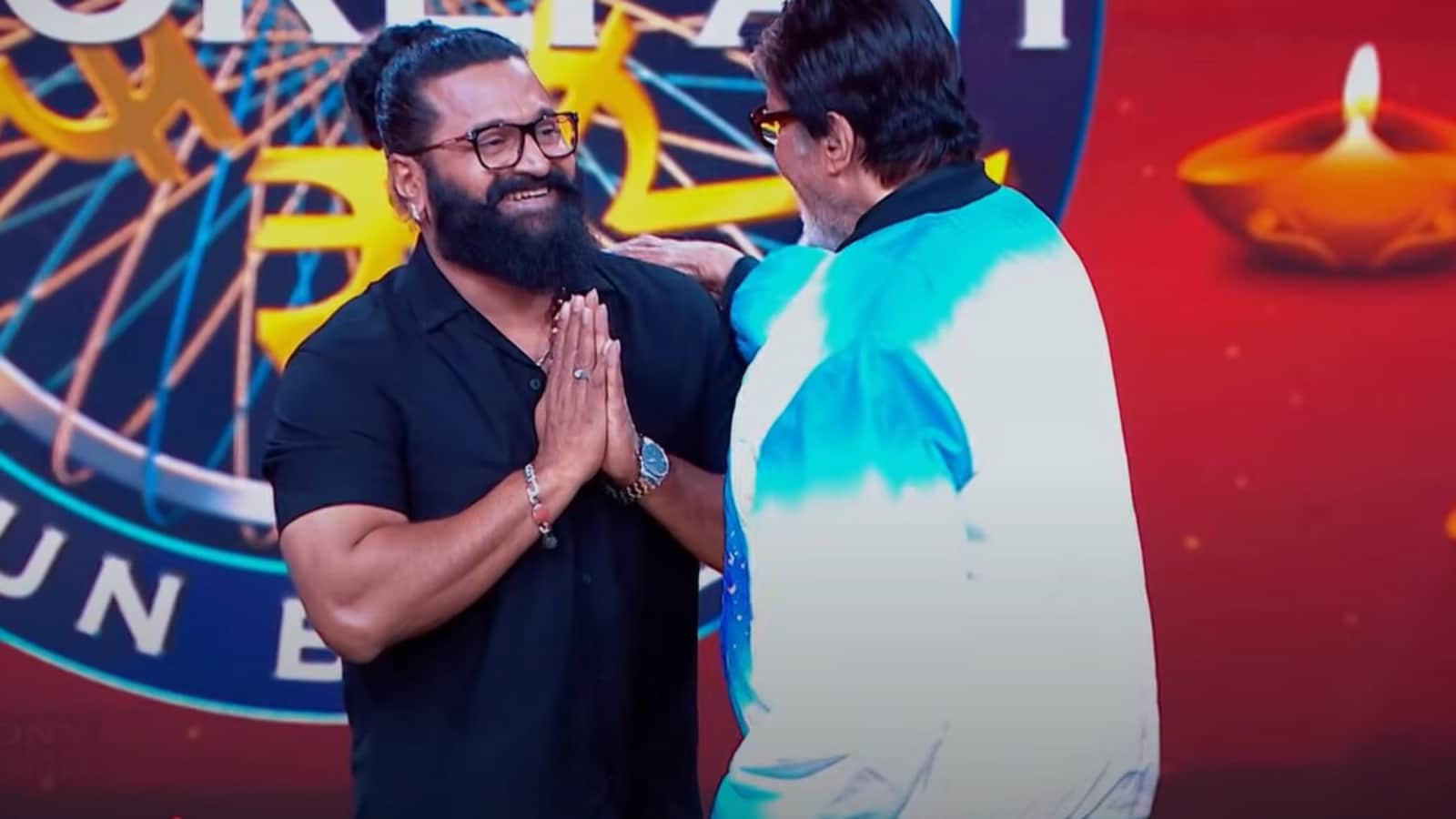 Rishab Shetty Surprises Amitabh Bachchan with a Panche at KBC Event