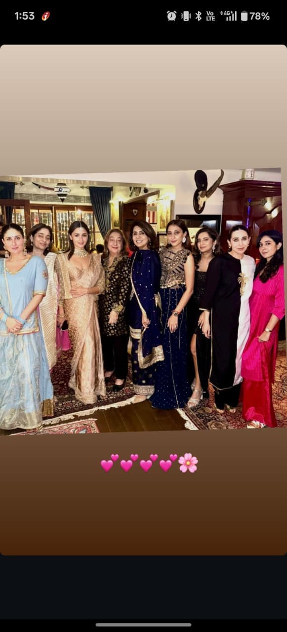 Neetu's Instagram Story featuring family moments.