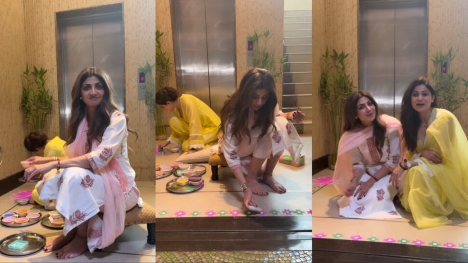 Shilpa Shetty's Innovative Rangoli Technique Sparks Sisterly Banter with Shamita