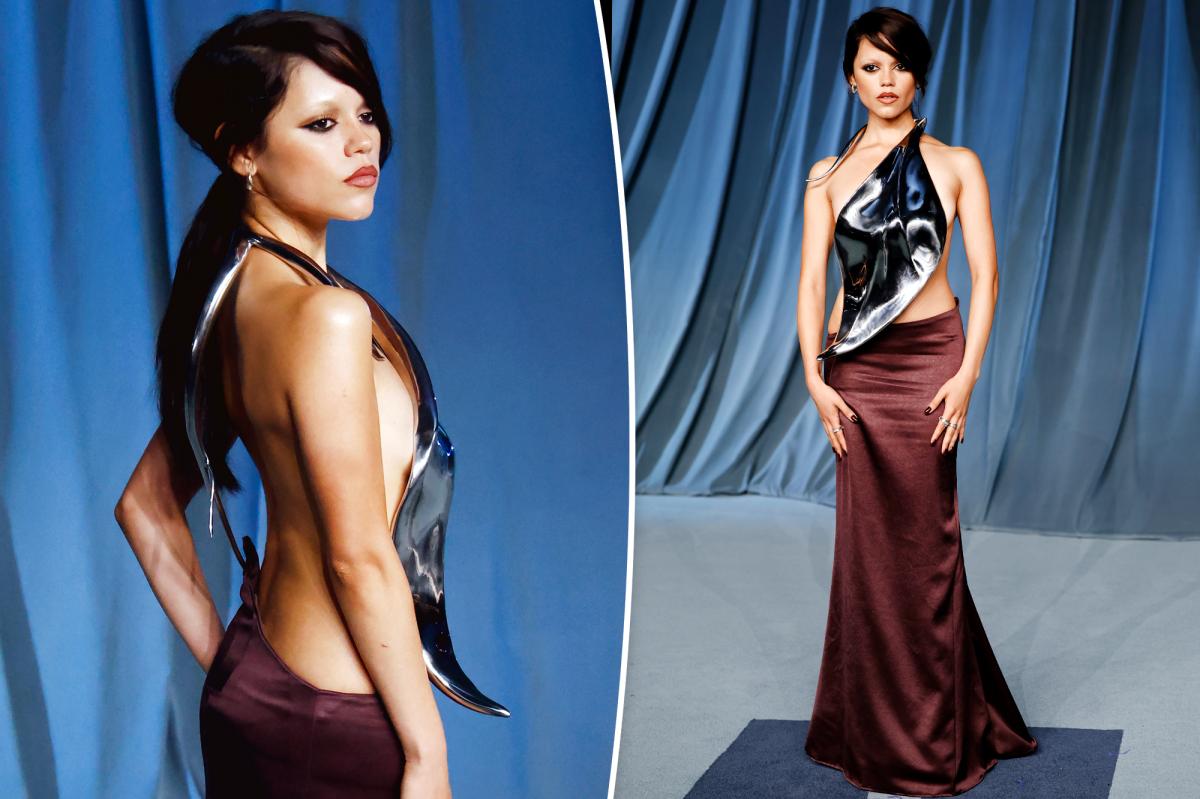 Jenna Ortega Dazzles in Bold Metal Breastplate at 2025 Academy Gala