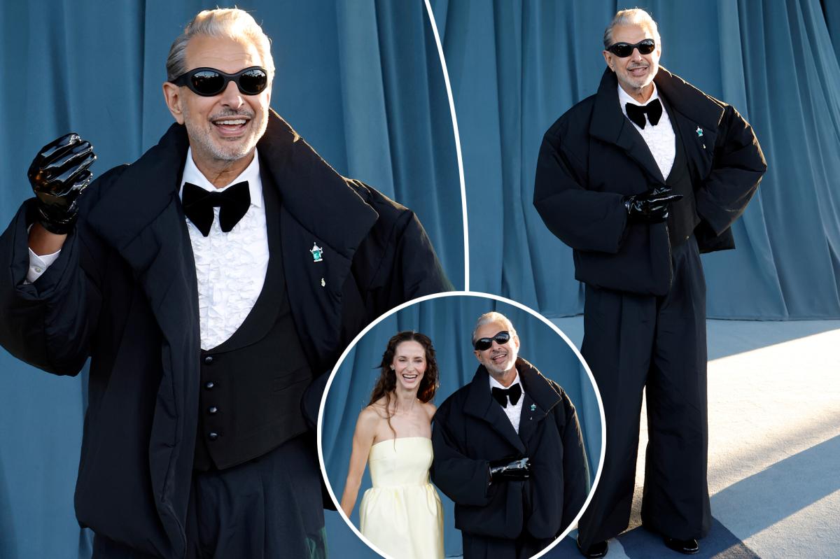 Jeff Goldblum's Stylish Puffer Jacket and Tuxedo Ensemble