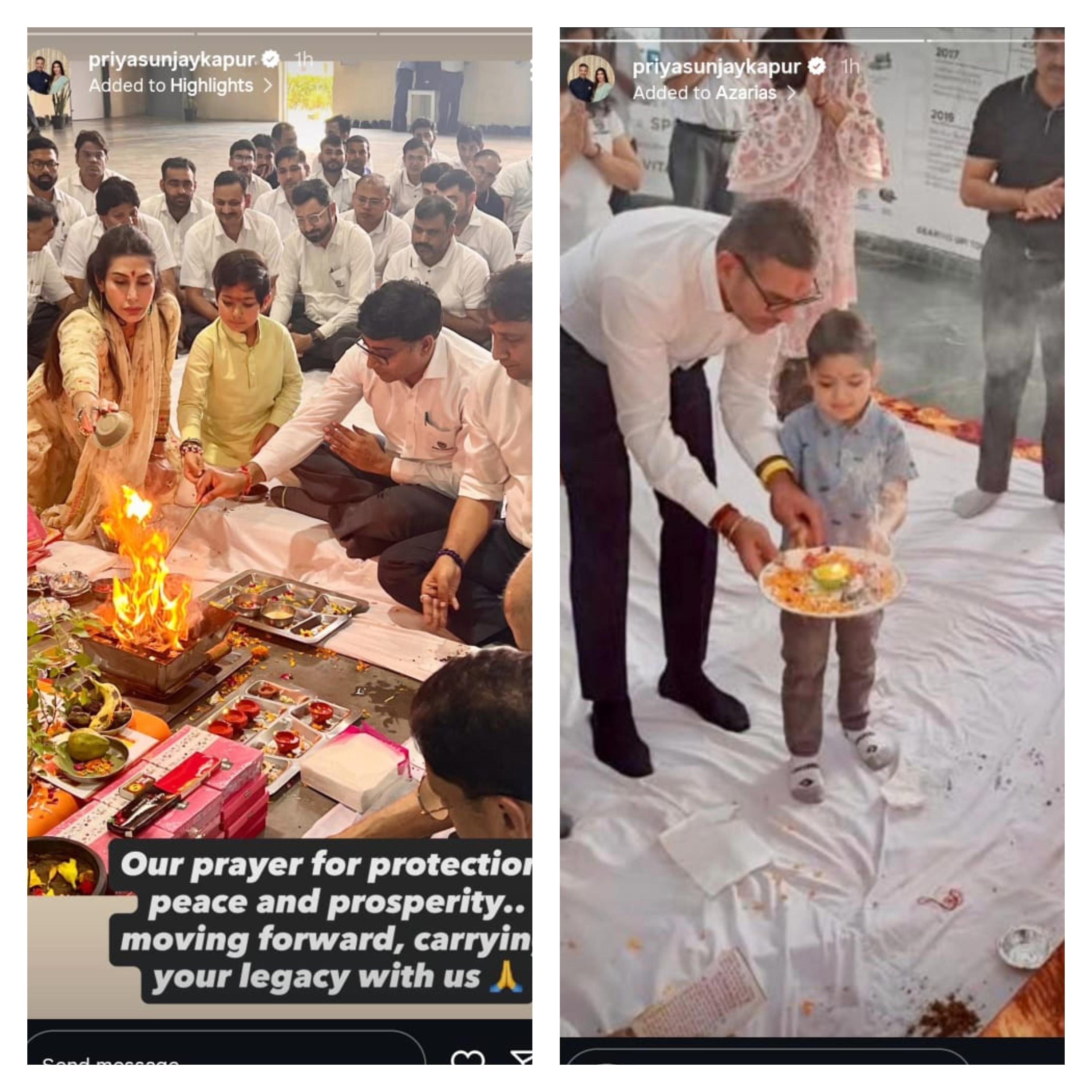 Priya offers prayers during hawan ceremony. Priya offers prayers during hawan ceremony.