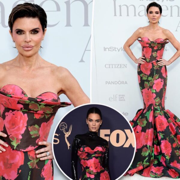 Lisa Rinna Stuns in Bold Rose-Print Gown Once Worn by Kendall Jenner