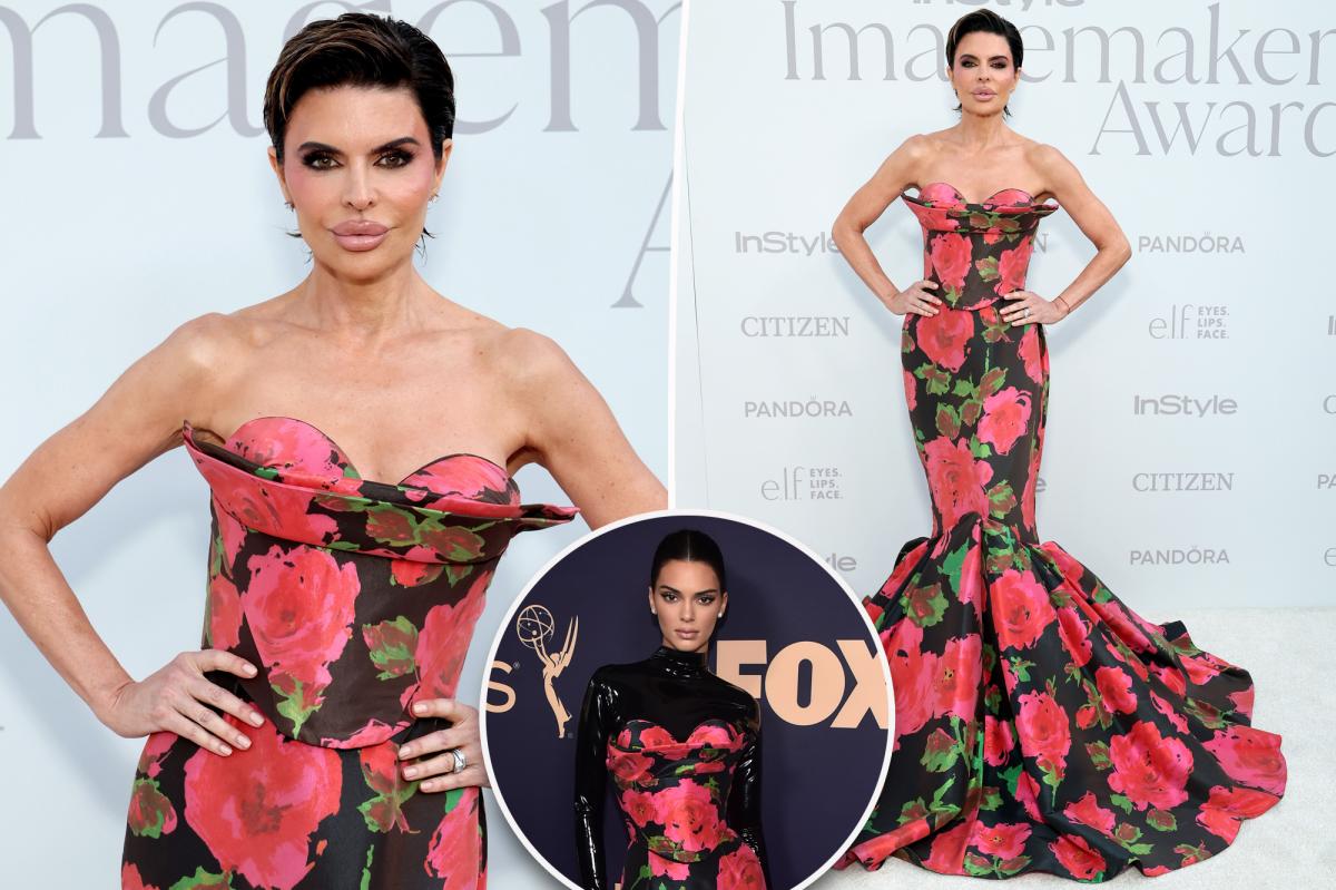 Lisa Rinna Stuns in Bold Rose-Print Gown Once Worn by Kendall Jenner