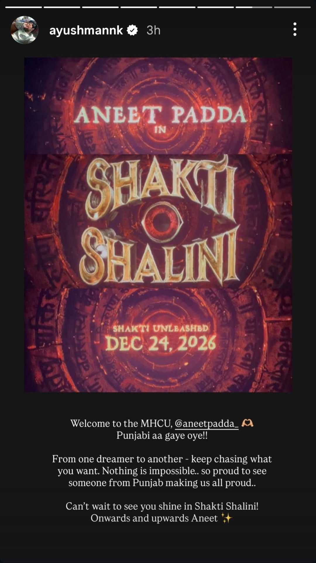 Ayushmann Khurrana's message for Aneet Padda