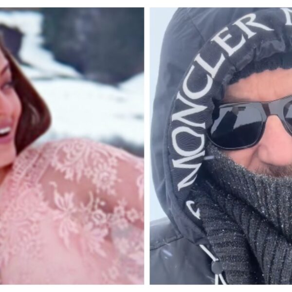 Anupam Kher Applauds Actresses in Elegant Chiffon Sarees in Switzerland's Chill