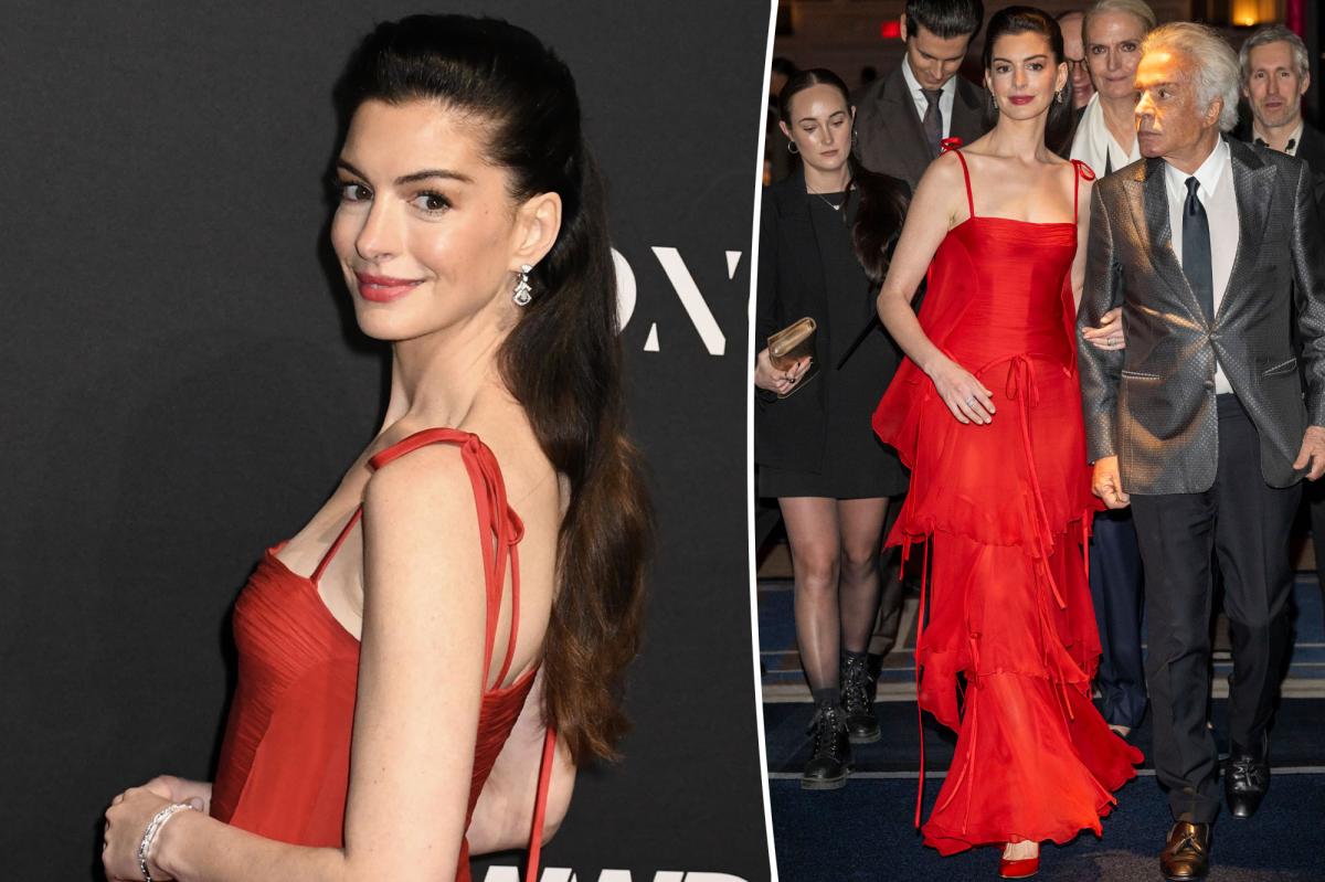 Anne Hathaway Dazzles in Vintage Valentino Gown at 2025 WWD Honors