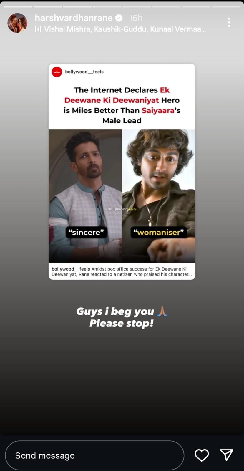 Harshvardhan's Instagram post.