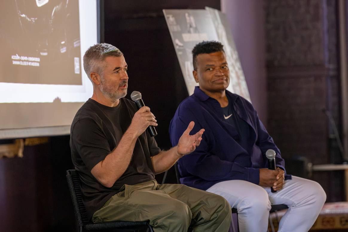 Tate Kuerbis and Wilson Smith on stage during SCAD Sneaker Culture Week 2025.