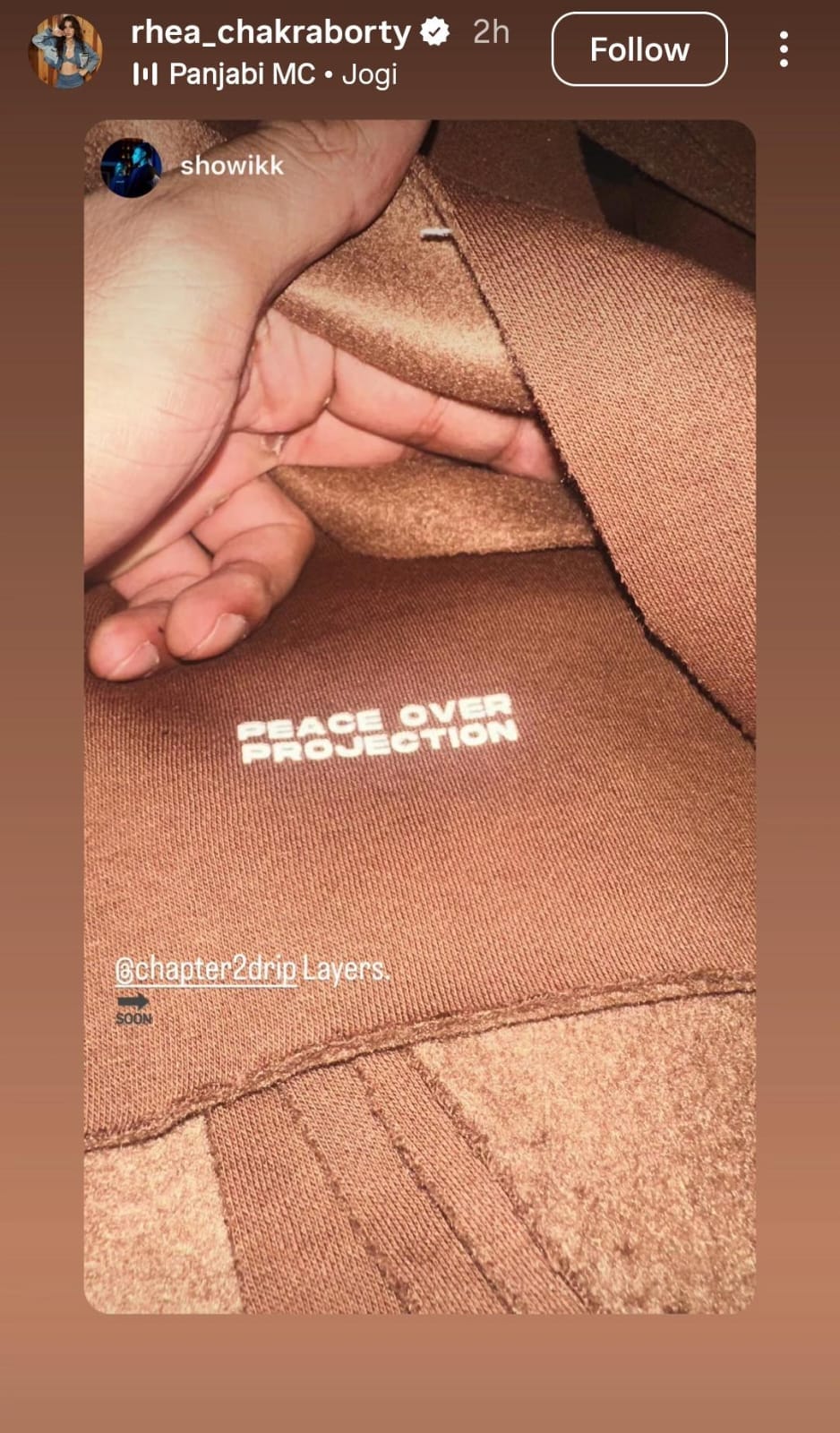 Rhea Chakraborty reshared Showik Chakraborty Instagram Story.