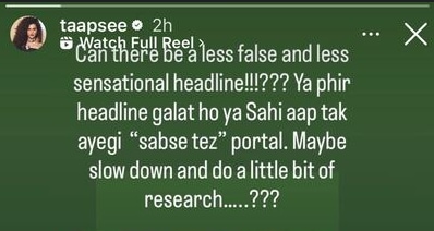 Taapsee shared a post by the portal.