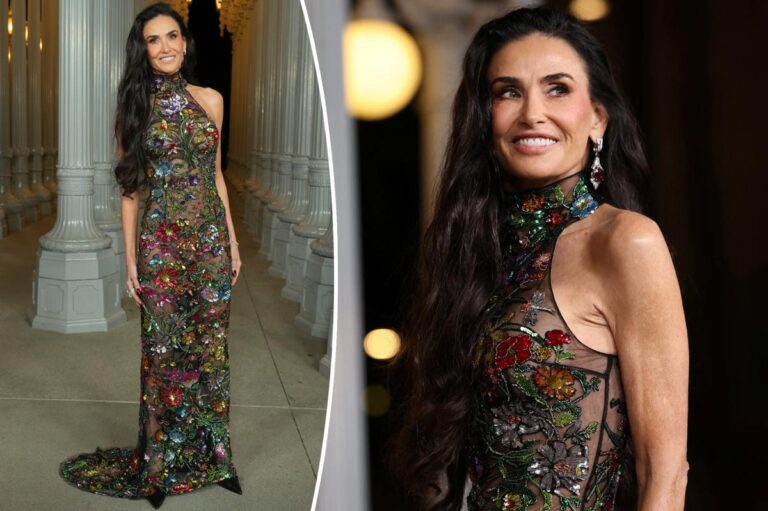 Demi Moore Stuns in Sheer Floral Gucci Gown at 2025 LACMA Gala