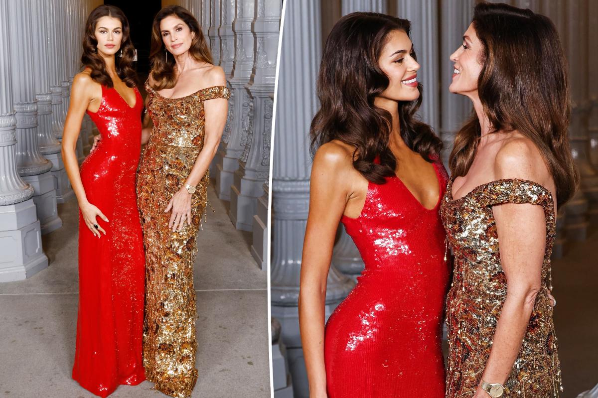 Cindy Crawford and Kaia Gerber Dazzle in Matching Gucci Gowns at LACMA Gala