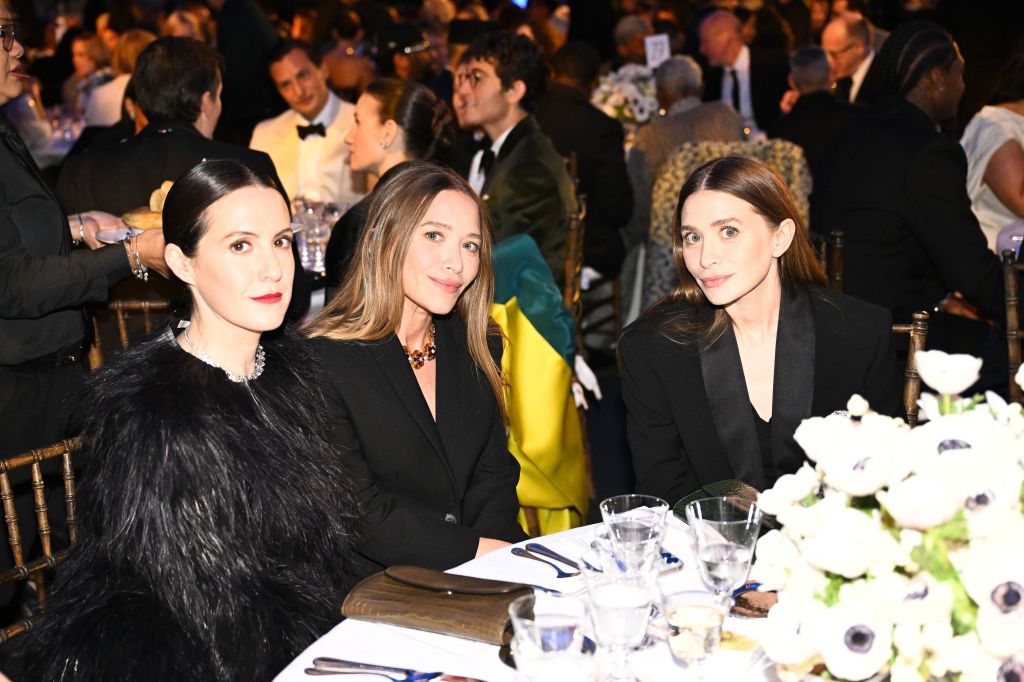 The Olsen sisters at the event with Sara Moonves