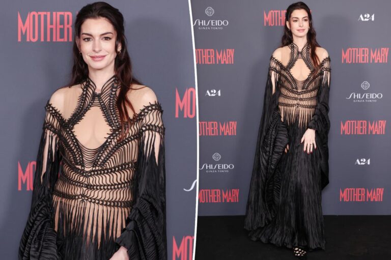 Anne Hathaway Dazzles in Gothic Couture at the 'Mother Mary' London Premiere